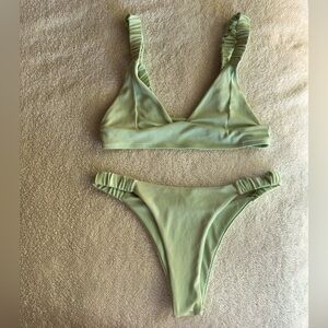 Green two piece swimsuit bikini